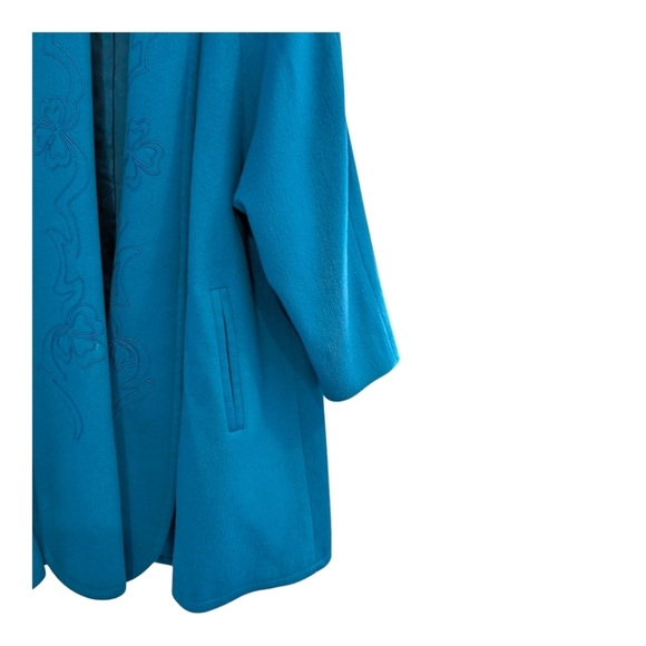 Priani Marcella Pure Virgin Wool Cashmere Coat Jacket Embroidery Aquamarine Blue - Picture 4 of 10